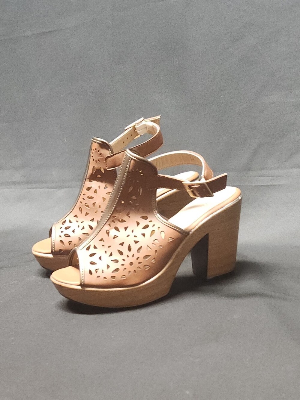 Dorothy Gaynor Lady Leather Platform Block Heel Sandals in Coffee Size 6.5/7 - Picture 10 of 15